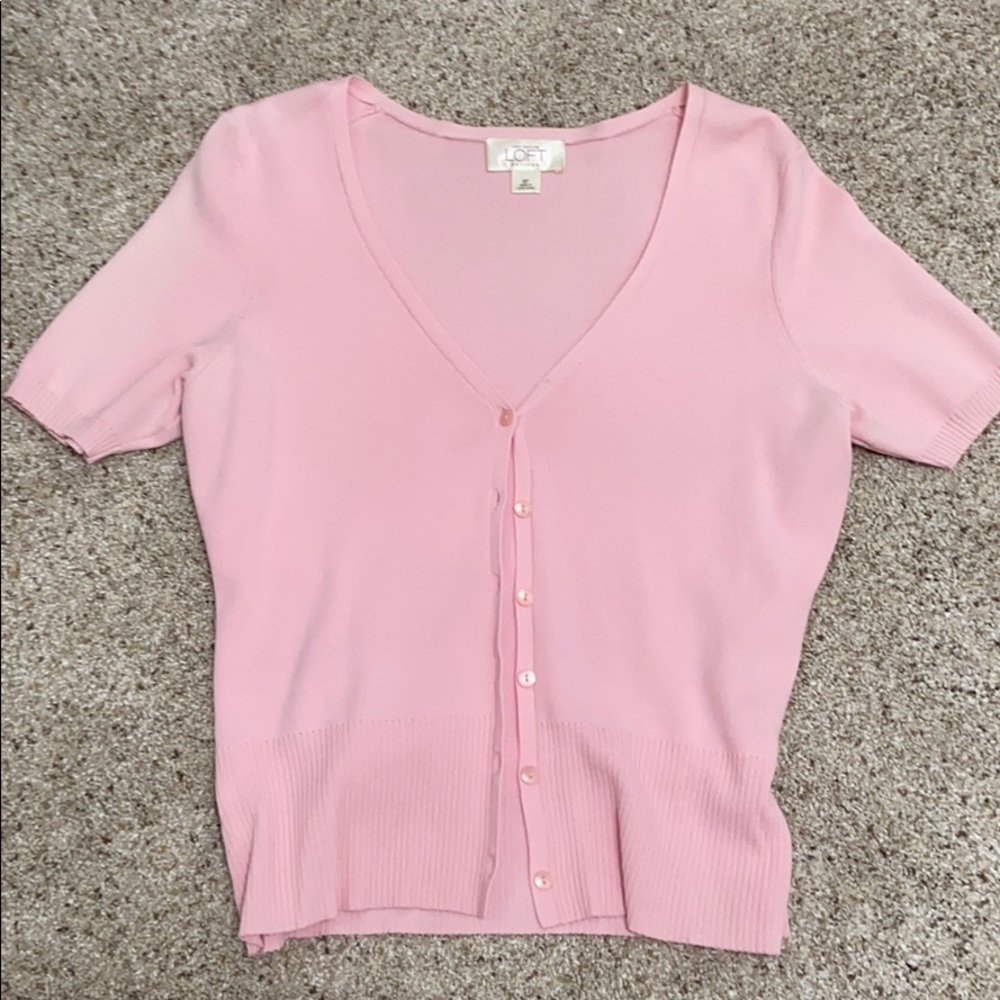 LOFT Pink Button Up Sweater
